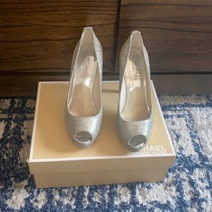Silver platform heels